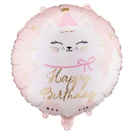 Folieballong Happy Birthday Katt 35 cm