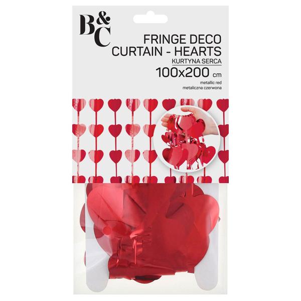 Dørforheng Hjerter Metallic Rød