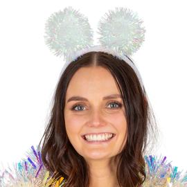LED Hårbøyle med Pom Poms Hvit