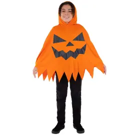 Oransje Poncho Halloweengresskar Barn