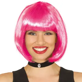 Kort Parykk med Lugg Rosa