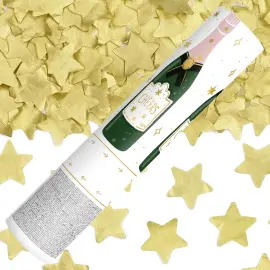 Konfettikanon Stjerner Champagnegull 20 cm