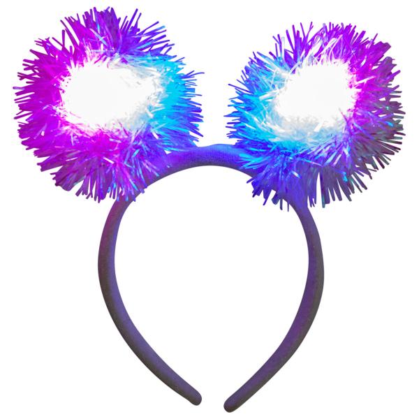 LED Hårbøyle med Pom Poms Hvit