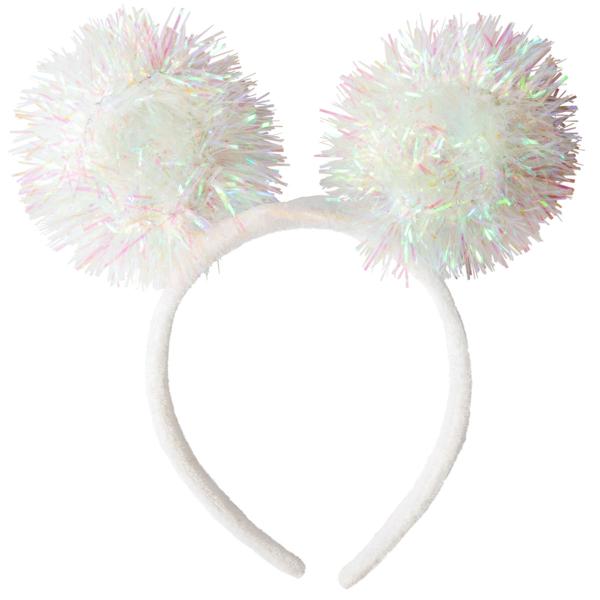 LED Hårbøyle med Pom Poms Hvit