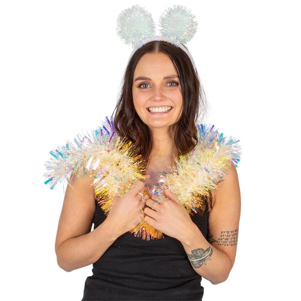 LED Hårbøyle med Pom Poms Hvit