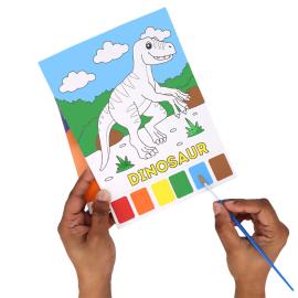 Dinosaur Fargeleggingsbok med Vannfarger 10 Bilder A5