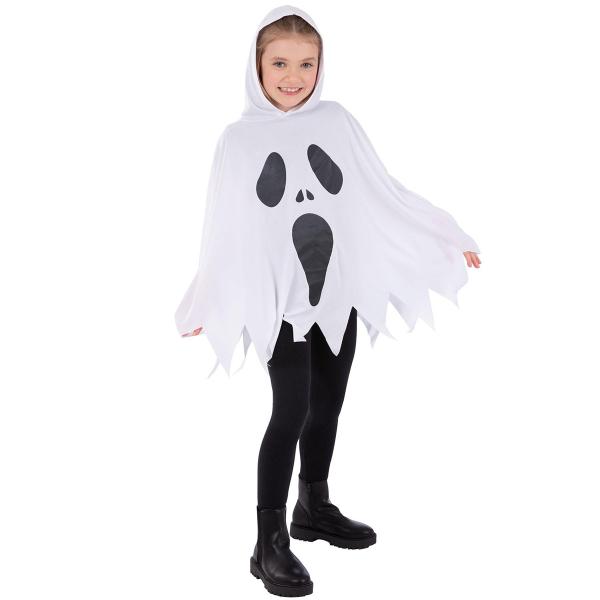 Hvit Spøkelse Poncho for Barn