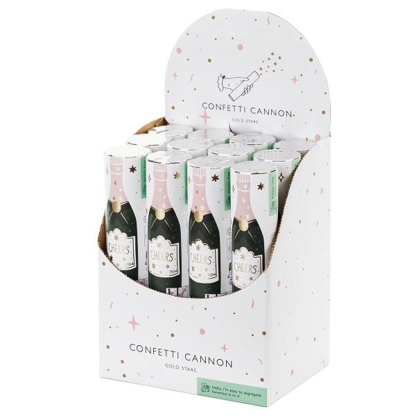 Konfettikanon Stjerner Champagnegull 20 cm