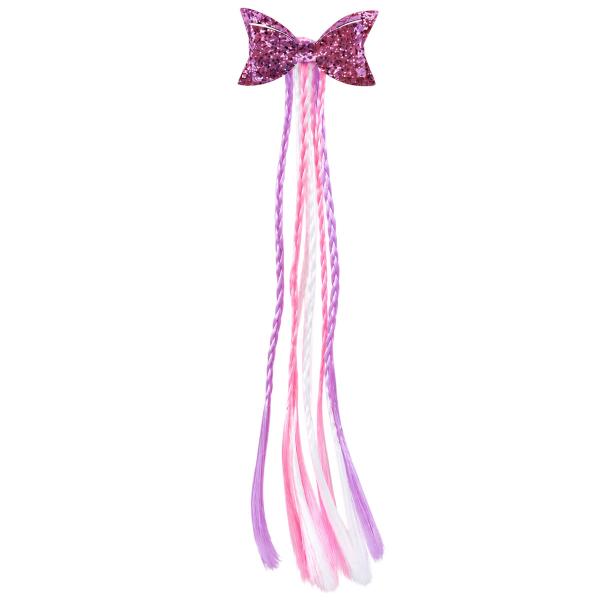 Hårlokk med Fletter Rosa/Lilla/Hvit