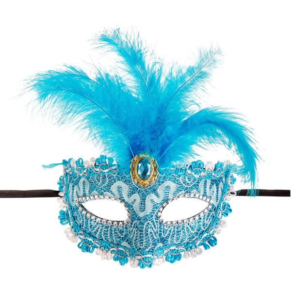 Venetiansk Maske Damask Blå