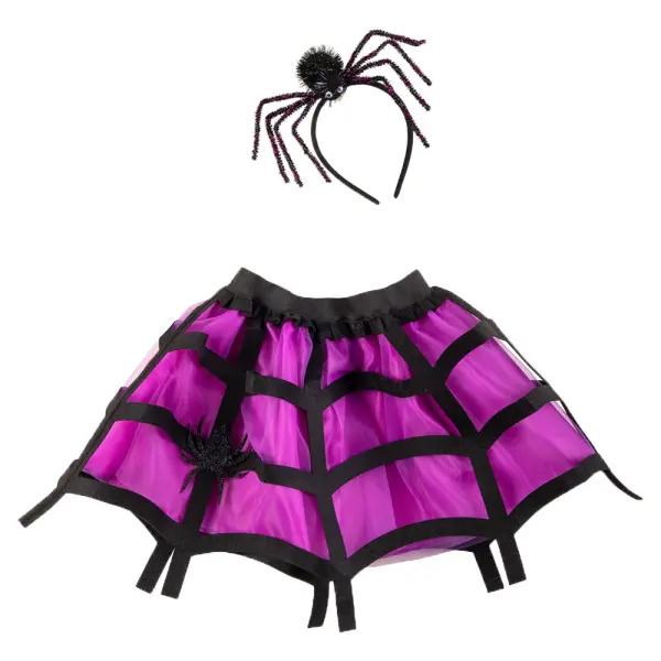 Edderkoppskjørt og Hårbøyle Halloween Sett Barn