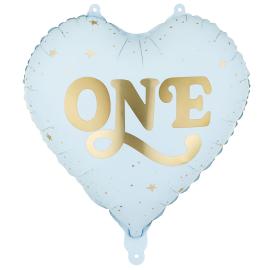 Folieballong Hjerte One Lysebl&aring;