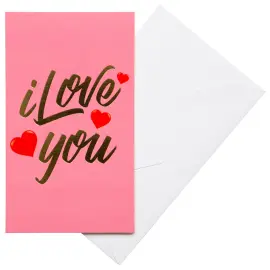 Rosa Kort med Konvolutt I Love You