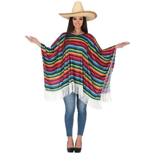 Poncho Meksikansk Flerfarget