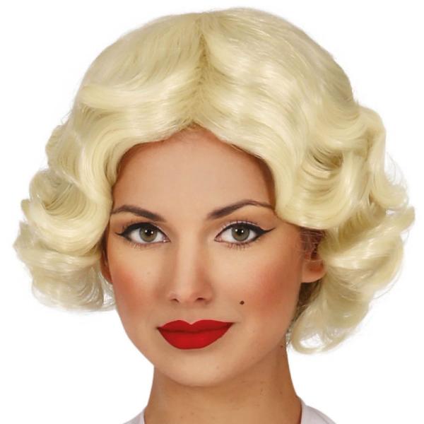 Kort Bølget Parykk Blond