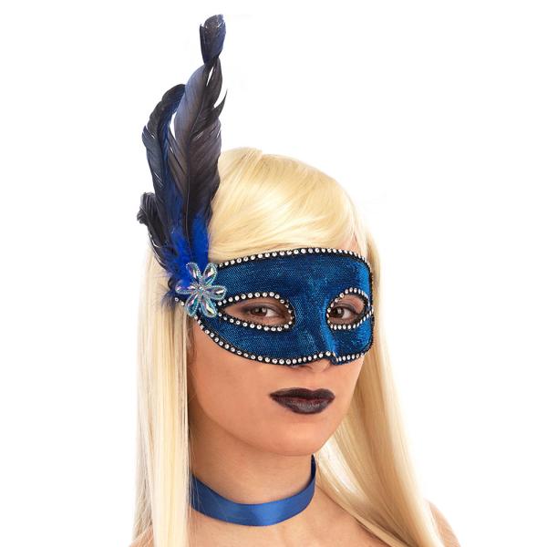 Venetiansk Maske Glitter Blå