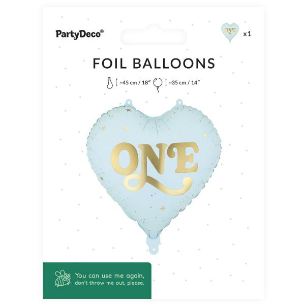 Folieballong Hjerte One Lyseblå