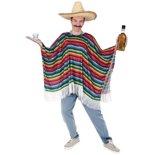 Poncho Meksikansk Flerfarget