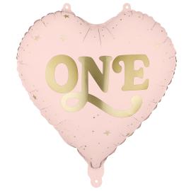 Folieballong Hjerte One Lyserosa