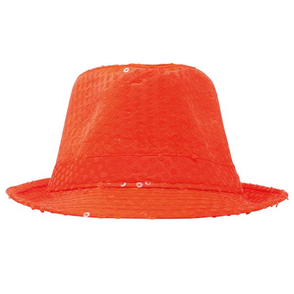 Gangsterhatt med Paljetter Neonoransje