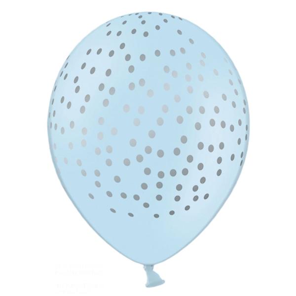 Baby Blå Latexballonger med Sølvprikker