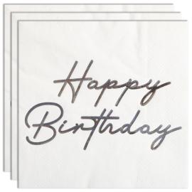 Happy Birthday Servietter S&oslash;lv 16-pakning