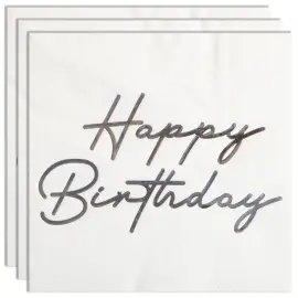 Happy Birthday Servietter S&oslash;lv 16-pakning