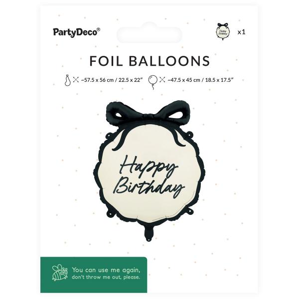 Happy Birthday Folieballong med Sløyfe 47,5 x 45 cm