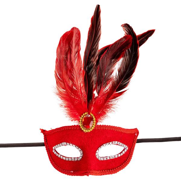 Venetiansk Maske Fløyel Rød