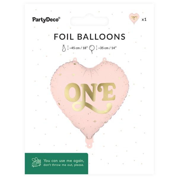 Folieballong Hjerte One Lyserosa