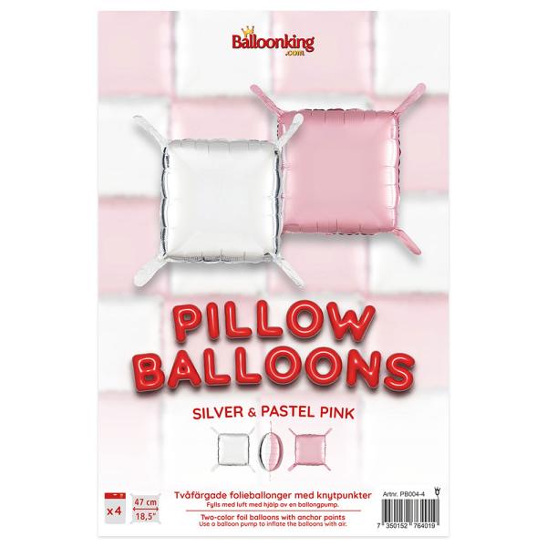 Puteballonger Sølv/Pastellrosa 4-pakning