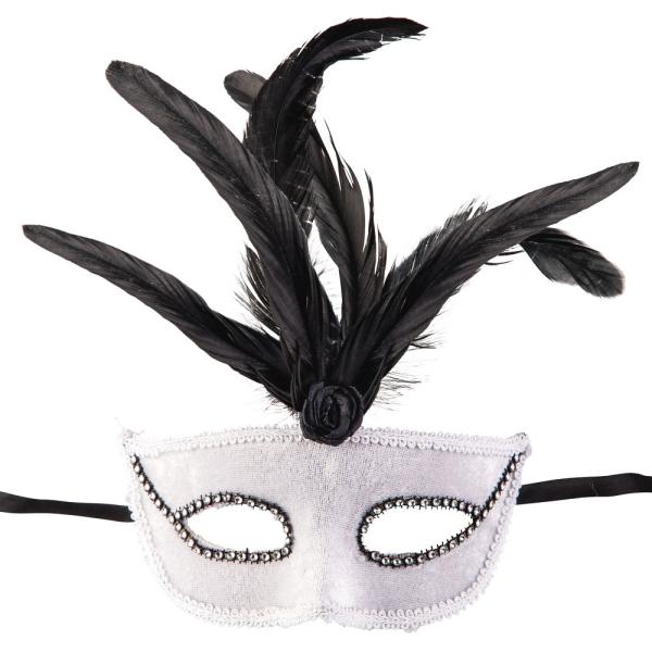Venetiansk Maske Fløyel Hvit