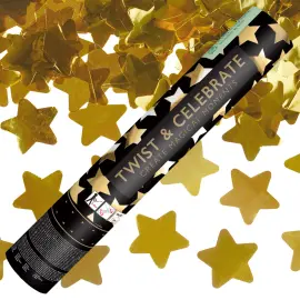 Konfettikanon Stjerner Gullfolie 28 cm