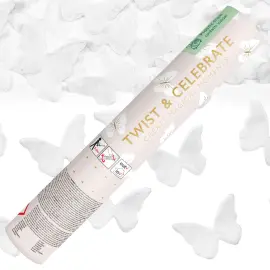 Konfettikanon Hvite Sommerfugler 20 cm