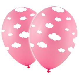 Baby Rosa Ballonger med Hvite Skyer