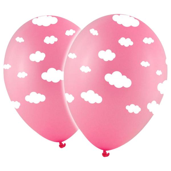 Baby Rosa Ballonger med Hvite Skyer