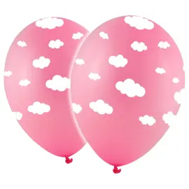 Baby Rosa Ballonger med Hvite Skyer