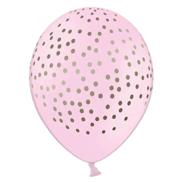 Baby Rosa Latexballonger med Gullprikker