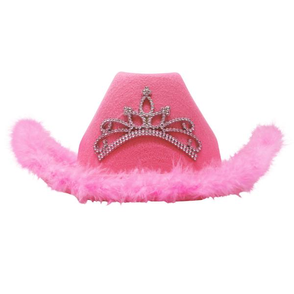 Rosa Cowboyhatt med Tiara