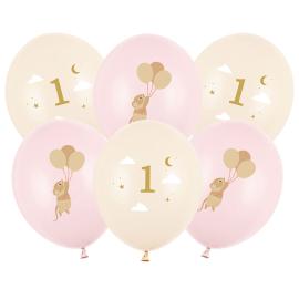 Latexballonger Mus 1 &aring;r Rosa/Fersken 30 cm
