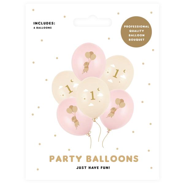 Latexballonger Mus 1 år Rosa/Fersken 30 cm