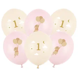 Latexballonger Mus 1 &aring;r Rosa/Fersken 30 cm
