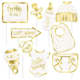 Baby Shower Foto Props Lys Metallic Gull