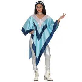 Poncho Disco Bl&aring;/Hvit