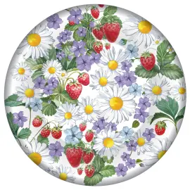 Papptallerkener Blomster/Jordbær 8-pakning