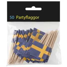 Partypinner Svenske Flagg 50-pakning