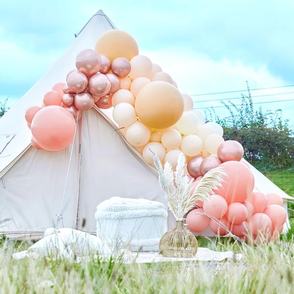Stor Ballongbue Sett Rosa/Rosegull/Fersken