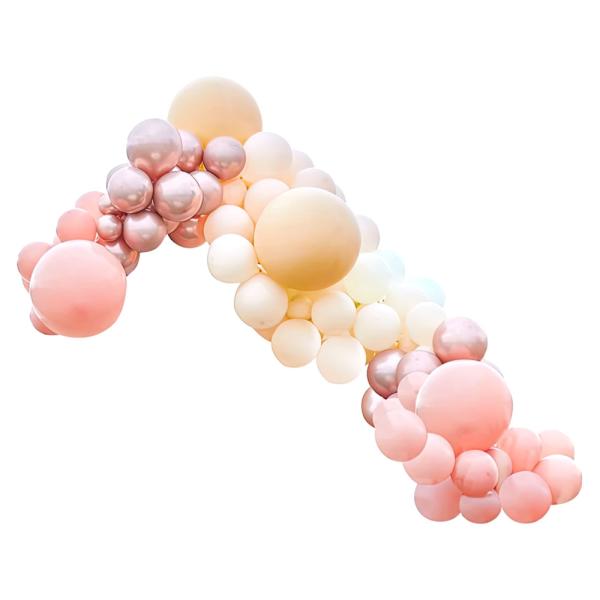 Stor Ballongbue Sett Rosa/Rosegull/Fersken