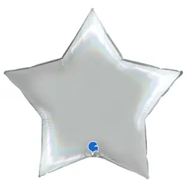 Stor Ballong Stjerne Holografisk Platinum Pure