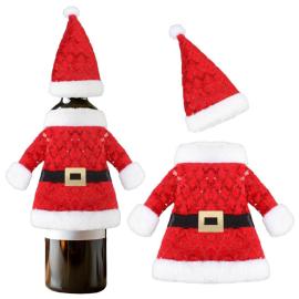 Flaske&shy;trekk Julenissekostyme med Paljetter